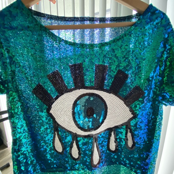 Evil eye top , worn once , size small - Picture 2 of 4